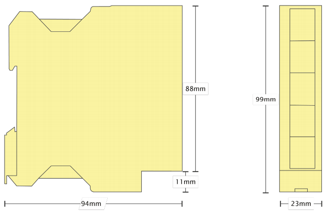 Mechanical Drawing - Brainboxes SW-515 Compact Ethernet Switch Mechanical Drawing - Brainboxes SW-515 Compact Ethernet Switch
